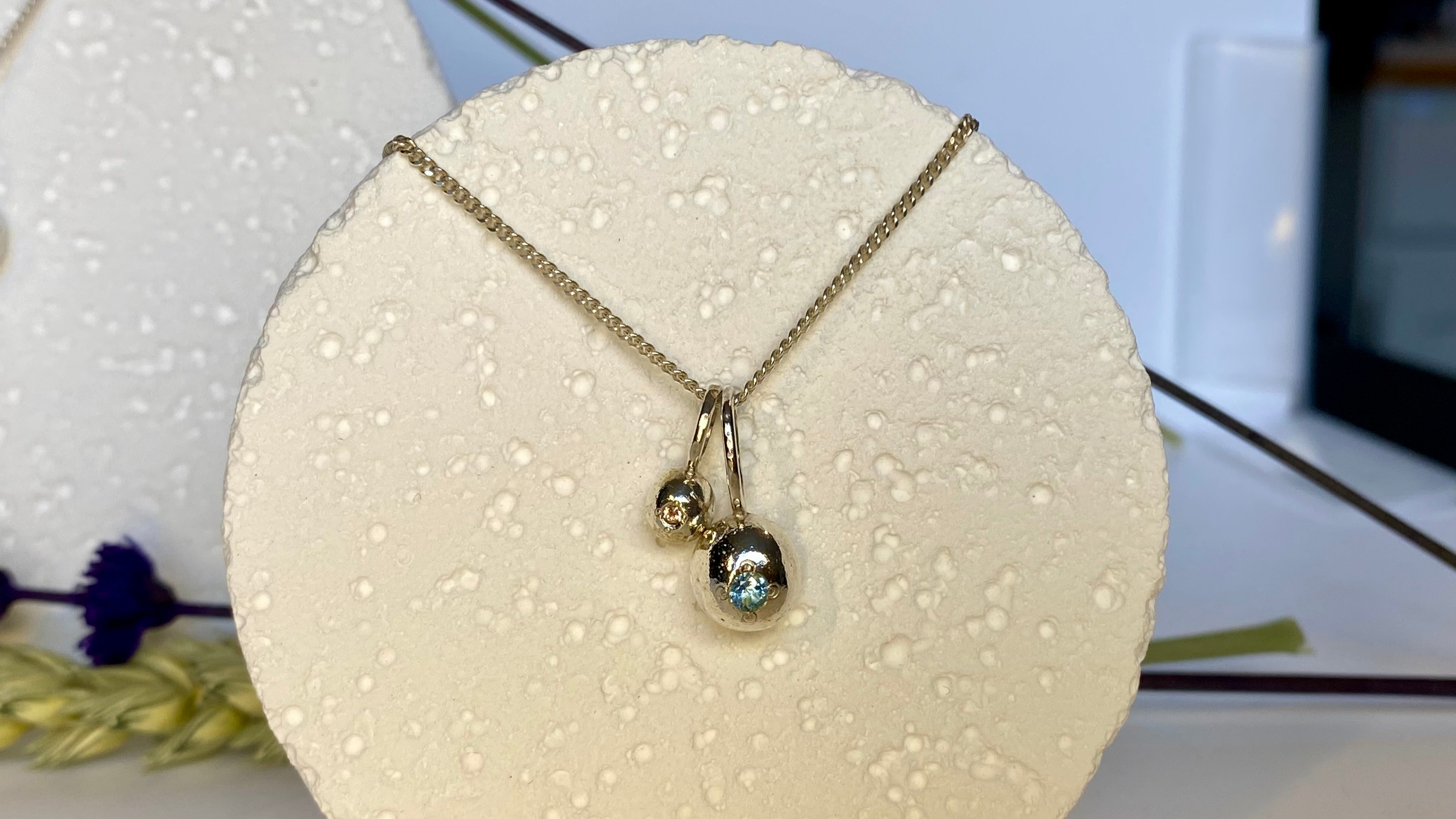 1- organic pepita charm necklace 2- Textured pepita charm necklace 3- Two organic pepitas charms necklace